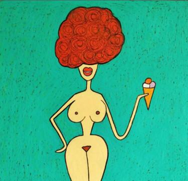 Grafika cyfrowa / sztuka generowana cyfrowo zatytułowany „Nude with ice cream” autorstwa Анна Жулева, Oryginalna praca, Kola…