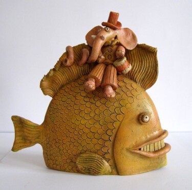 Sculpture titled "My big fish" by Annaart, Original Artwork, Ceramics