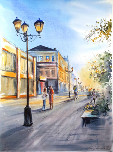 Pittura intitolato "Early morning" da Anna Babysheva, Opera d'arte originale, Acquarello