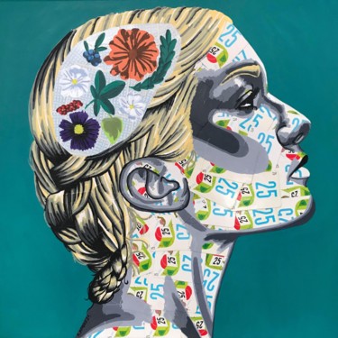 Collagen mit dem Titel "L'introvertie" von Annabelle Amory, Original-Kunstwerk, Collagen