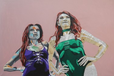 Collages titulada "Les héroïnes" por Annabelle Amory, Obra de arte original, Acrílico Montado en Bastidor de camilla de made…