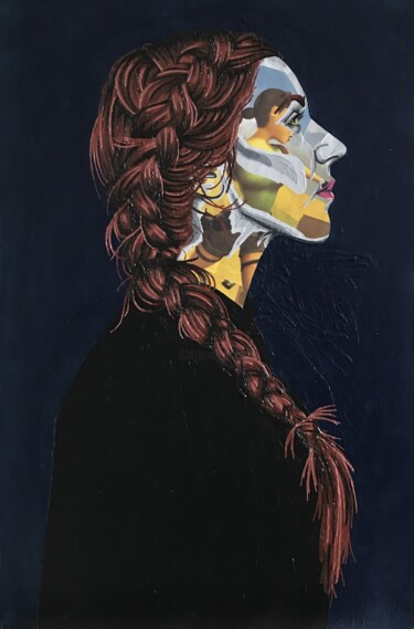 Κολάζ με τίτλο "Lara" από Annabelle Amory, Αυθεντικά έργα τέχνης, Ακρυλικό Τοποθετήθηκε στο Ξύλινο φορείο σκελετό