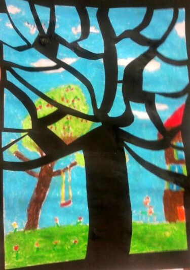 Peinture intitulée "Silhouette d'Arbre…" par Annabelle Delage, Œuvre d'art originale