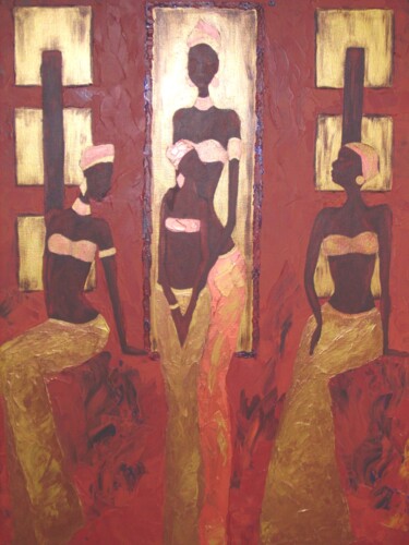 Pintura intitulada "Africaines" por Annabelle Malo, Obras de arte originais, Acrílico Montado em Armação em madeira