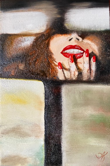 Pittura intitolato "Woman in the mirror…" da Anna Kiptenko, Opera d'arte originale, Olio Montato su Telaio per barella in le…