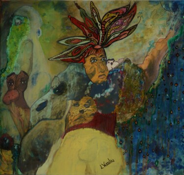 Pittura intitolato "je sème" da Laura Vassiliu, Opera d'arte originale, Acrilico Montato su Telaio per barella in legno
