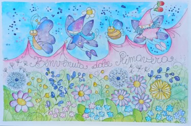 Pintura titulada "Benvenuta primavera" por Annalisa Maestri (Anneelittleflowers), Obra de arte original, Acuarela Montado en…