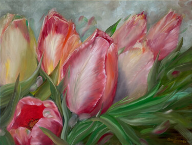 제목이 "Tulips Painting, Fl…"인 미술작품 Anna Lyashenko로, 원작, 기름