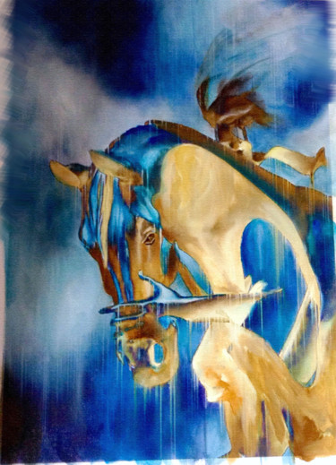 Peinture intitulée "cavallo-olio-su-can…" par Annamaria Maremmi, Œuvre d'art originale, Autre