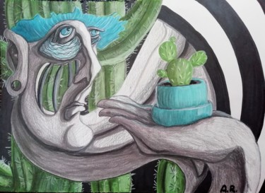 图画 标题为“Surrounded by cacti.” 由Anna Reshetnikova, 原创艺术品, 标记