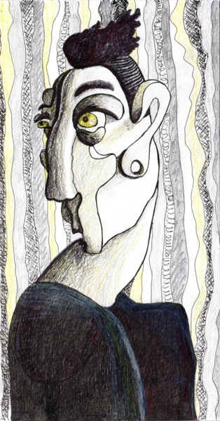 Zeichnungen mit dem Titel "Yellow eyes" von Anna Reshetnikova, Original-Kunstwerk, Bleistift