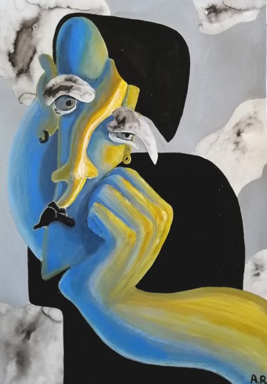 Malerei mit dem Titel "Under the grey sky" von Anna Reshetnikova, Original-Kunstwerk, Acryl