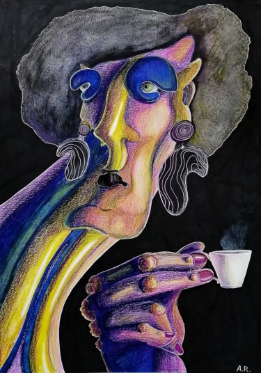 Disegno intitolato "A tea party" da Anna Reshetnikova, Opera d'arte originale, Matita