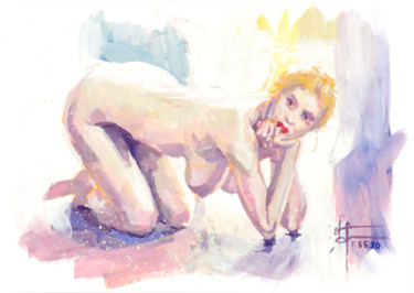 Pittura intitolato ""Nude" - Original N…" da Anna Ivanova, Opera d'arte originale, Gouache