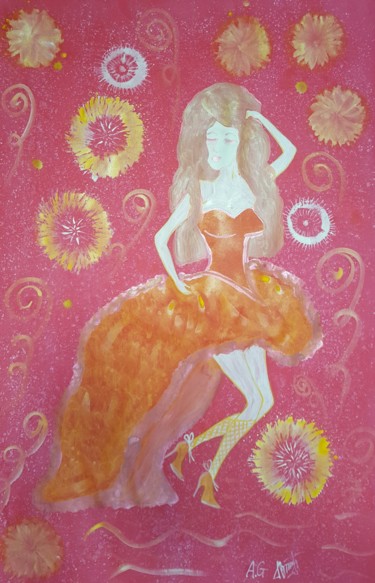 Painting titled "Holiday woman" by Anna Gogoleva, Original Artwork, Acrylic