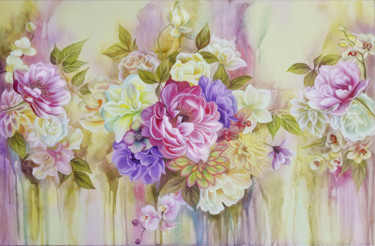 Painting titled "Floral rhapsody" by Anna Steshenko, Original Artwork, Acrylic