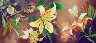 Pintura intitulada "Lily in the dark" por Anna Steshenko, Obras de arte originais, Acrílico