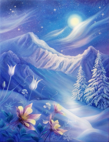 Painting titled "Winter miracle" by Anna Steshenko, Original Artwork, Acrylic