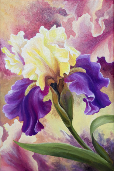 Malerei mit dem Titel "Purple iris" von Anna Steshenko, Original-Kunstwerk, Acryl