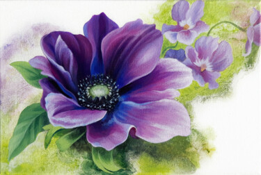 Painting titled "Violet charm" by Anna Steshenko, Original Artwork, Acrylic Mounted on Wood Stretcher frame