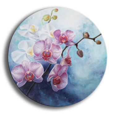 Painting titled "Orchid charm" by Anna Steshenko, Original Artwork, Oil Mounted on Wood Stretcher frame