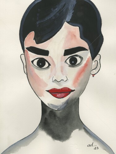 绘画 标题为“Audrey” 由Anne Anh-Dào, 原创艺术品, 水彩