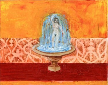 Peinture intitulée "La fontaine" par Anne Aubert, Œuvre d'art originale, Huile