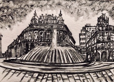 Painting titled "Place d’Italie" by Anne Brigaud, Original Artwork, Charcoal