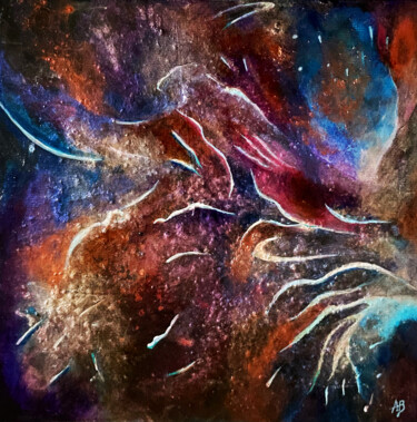 Painting titled "Galaxie filante" by Anne Brigaud, Original Artwork, Acrylic