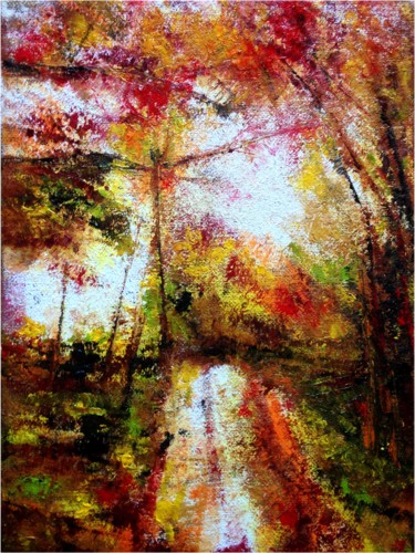 Painting titled "Sous-bois" by Anne Brigaud, Original Artwork