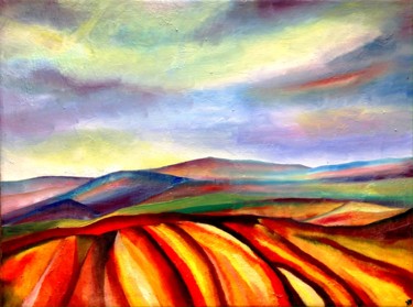 Painting titled "Auvergne multicolore" by Anne Brigaud, Original Artwork