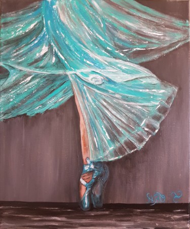 Painting titled "Voile bleu" by Anne Brunello, Original Artwork, Acrylic