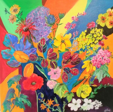 "Fleurs 2A sur toile" başlıklı Tablo Anne Cabon tarafından, Orijinal sanat, Akrilik