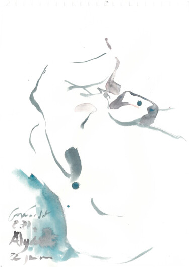 Rysunek zatytułowany „Étude pour Vénus - 2” autorstwa Anne Cardot, Oryginalna praca, Akwarela