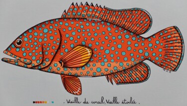 Painting titled "ACL692, Poisson vie…" by Anne-Catherine Levieux (Nuances de Gouaches), Original Artwork, Gouache