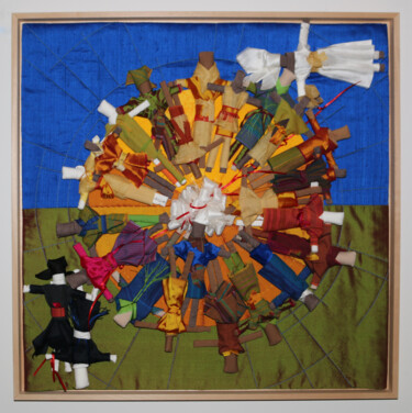 Textilkunst mit dem Titel "" Vielfalt   -   zw…" von Anne Corbalan, Original-Kunstwerk, Patchwork Auf Andere starre Platte m…