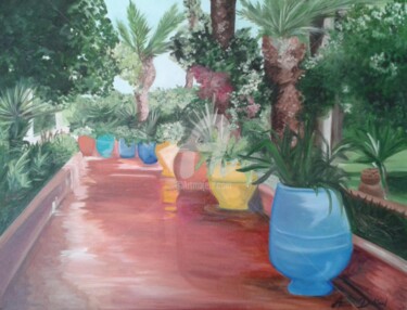 Painting titled "Jardin privé 'Maroc'" by Anne Dahirel, Original Artwork, Oil