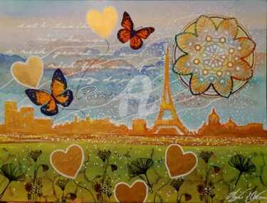 Peinture intitulée "Paris in love, Wint…" par Anne D'Orion, Œuvre d'art originale