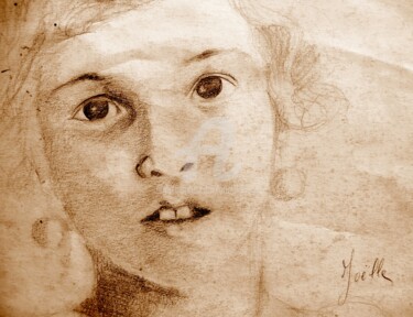 Рисунок под названием "Joëlle" - Anne D'Orion, Подлинное произведение искусства, Карандаш