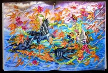 Dessin intitulée "Tempête d'automne" par Anne D'Orion, Œuvre d'art originale, Crayon