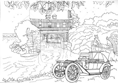 Zeichnungen mit dem Titel "Au Moulin de Vernon…" von Anne D'Orion, Original-Kunstwerk, Tinte