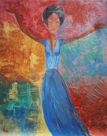 Malerei mit dem Titel "La Danseuse" von Anne Gobin, Original-Kunstwerk, Acryl Auf Keilrahmen aus Holz montiert