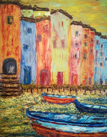 Painting titled "Venise" by Anne Gobin, Original Artwork, Acrylic Mounted on Wood Stretcher frame