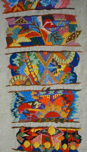 Textielkunst getiteld "broderie-paysage-art" door Anne Guerrant, Origineel Kunstwerk, Borduurwerk