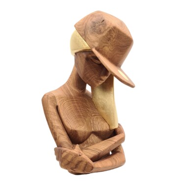 Sculpture titled "New Eva - chêne" by Anne-Juliette Deschamps, Original Artwork, Wood