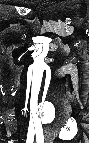 Dibujo titulada "Serpent" por Anne Langérôme, Obra de arte original, Tinta