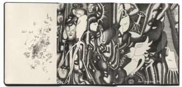 Dibujo titulada "Encrage p1 à 2" por Anne Langérôme, Obra de arte original, Tinta