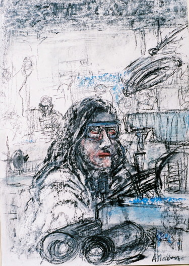 Dessin intitulée "Ciseleur" par Anne Malvy, Œuvre d'art originale, Pastel