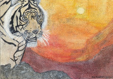 Peinture intitulée "TIGER" par Anne Bazabidila, Œuvre d'art originale, Encre