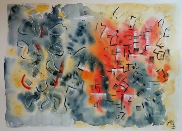 Peinture intitulée "Aux frontières" par Anne-Marie Breton, Œuvre d'art originale, Aquarelle